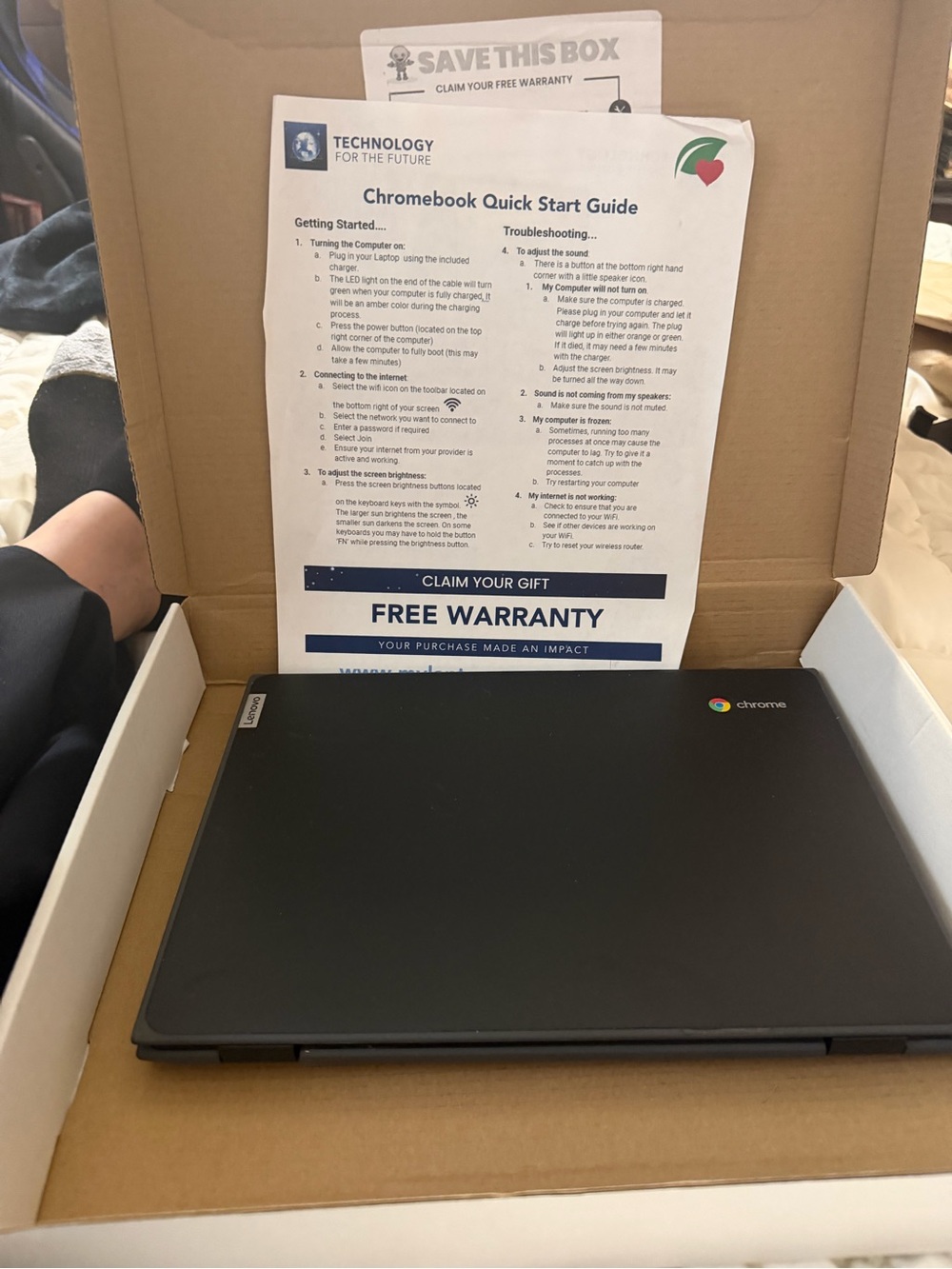 Lenovo Chromebook Laptop in Black with Chrome Logo